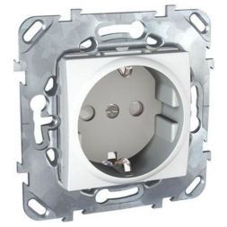Розетка 1-ая Schneider Electric Unica Бел с с/з с защитными шторками винт. зажим MGU5.037.18ZD