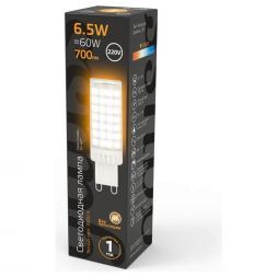 Лампа светодиодная Gauss G9 6,5W 3000К прозрачная 107309106