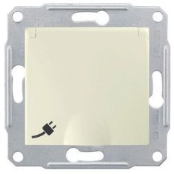 Розетка 1-я Schneider Electric Sedna Бежевый с/з с защитными шторками с крышкой IP44