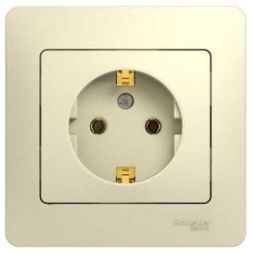 Розетка с заземлением Schneider Electric Glossa Беж (в сборе с рамкой) GSL000242