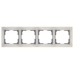 Рамка для розеток 4-местная Werkel W0041903 слоновая кость, вставка хром (WL03-Frame-04-ivory)