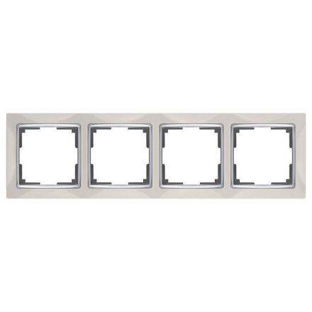 Рамка для розеток 4-местная Werkel W0041903 слоновая кость, вставка хром (WL03-Frame-04-ivory)