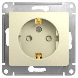 Розетка с заземлением со шторками Schneider Electric Glossa Беж GSL000245