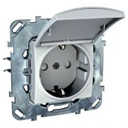 Розетка 1-ая Schneider Electric Unica Бел с/з, с крышкой и защитными шторками, винт.зажим MGU5.037.18TAZD
