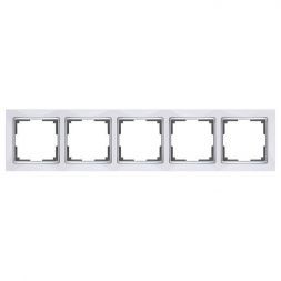 Рамка для розеток 5-местная Werkel W0051901 белый, вставка хром (WL03-Frame-05-white)