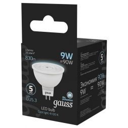 Лампа светодиодная Gauss GU5.3 9W 4100K матовая 101505209