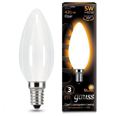 Лампа Gauss 103201105 LED Filament Candle OPAL E14 5W 2700К