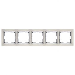 Рамка для розеток 5-местная Werkel W0051903 слоновая кость, вставка хром (WL03-Frame-05-ivory)