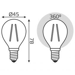Лампа светодиодная филаментная Gauss E14 13W 2700K прозрачная 105801113