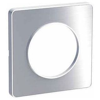 Рамка 1-я Schneider Electric Odace Полированный алюминий/Белый