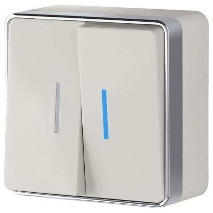 Выключатель двухклавишный с подсветкой Gallant Werkel W5020103 слоновая кость (WL15-03-03)