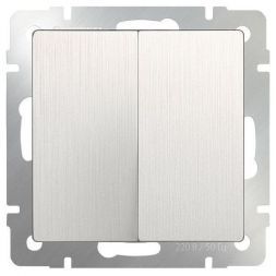 Выключатель двухклавишный проходной Werkel W1122013 перламутровый рифленый (WL13-SW-2G-2W)
