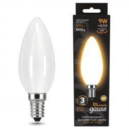 Лампа светодиодная филаментная Gauss E14 9W 3000К матовая 103201109