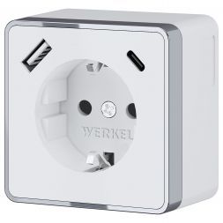 Розетка с заземлением, шторками и USB тип A+C Gallant (белый) Werkel W5071701