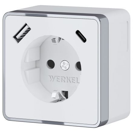 Розетка с заземлением, шторками и USB тип A+C Gallant (белый) Werkel W5071701