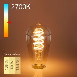 Филаментная светодиодная лампа Dimmable ST64 5W 2700K E27 тонированная Elektrostandard BLE2746