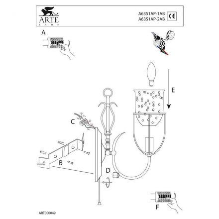 Бра Arte Lamp A6351AP-1AB