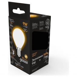 Лампа светодиодная филаментная Gauss E14 9W 3000К матовая 105201109