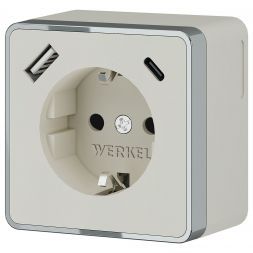 Розетка с заземлением, шторками и USB тип A+C Gallant (слоновая кость) Werkel W5071703