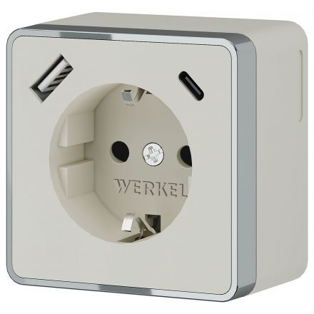 Розетка с заземлением, шторками и USB тип A+C Gallant (слоновая кость) Werkel W5071703