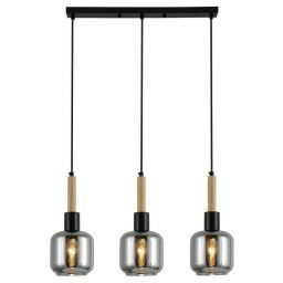 Светильник потолочный Linvel LV 9449/3 Парма Чёрный/дерево Е14 40W 580х120х800мм (LINVEL LV 9449/3 Чёрный/дерево Е14 40W)