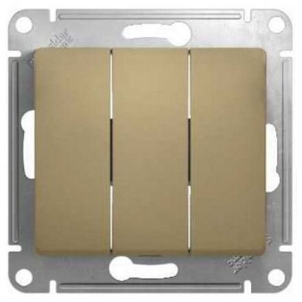 Выключатель 3-клавишный Schneider Electric Glossa Титан, сх.3 GSL000431