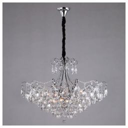 Подвесная люстра Eurosvet 10080/12 хром / прозрачный хрусталь (EUROSVET 10080/12 хром / прозрачный хрусталь)