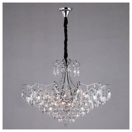 Подвесная люстра Eurosvet 10080/12 хром / прозрачный хрусталь