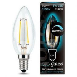 Лампа Gauss 103801205-D LED Filament Candle dimmable E14 5W 4100К