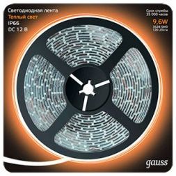 Лента Gauss 311000110 LED 2835/120-SMD 9.6W 12V DC теплый белый IP66 (блистер 5м)