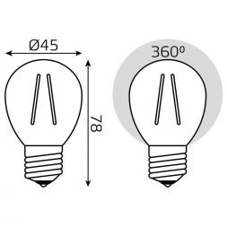 Лампа светодиодная филаментная Gauss E27 13W 2700K прозрачная 105802113