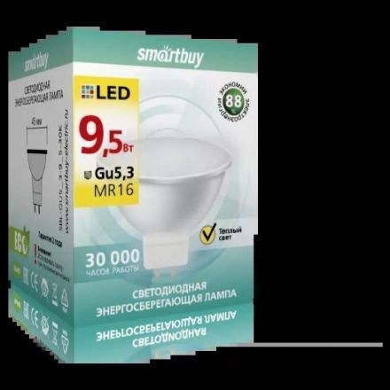 Лампа светодиодная JCDR 9,5W GU5,3 3000K Smartbuy SBL-GU5_3-9_5-30K