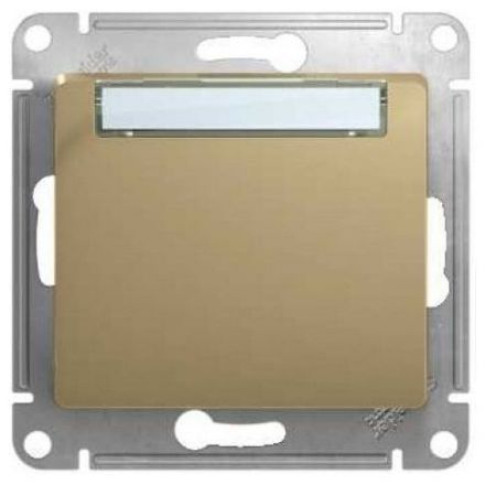 Кнопка нажимная с табличкой Schneider Electric Glossa Титан, сх.1 GSL000419