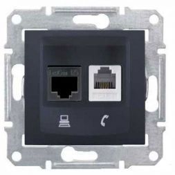 Розетка двойная ТЛФ + комп Schneider Electric Sedna Графит кат.5е UTP (RJ11+RJ45)
