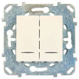 Переключатель 2-клавишный Schneider Electric Unica Беж (сх.6+6) с подсветкой MGU5.0303.25NZD