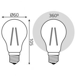 Лампа светодиодная филаментная Gauss E27 20W 4100K прозрачная 102902220