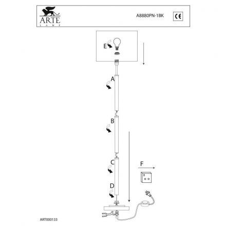 Торшер Arte Lamp A8880PN-1BK