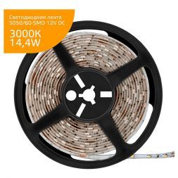 Лента Gauss 355000114 LED Elementary 5050/60-SMD 14.4W 12V DC теплый белый (ZIP Bag 5м)