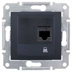 Розетка компьютерная 1-ая Schneider Electric Sedna Графит RJ45 кат. 5e UTP