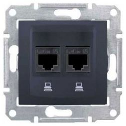 Розетка компьютерная 2-ая Schneider Electric Sedna Графит RJ45 кат. 5e UTP