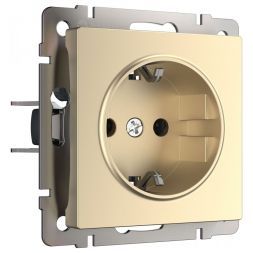 Розетка с заземлением и шторками Werkel W1171111 шампань (WL11-SKGS-01-IP44)
