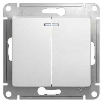 Выключатель 2-клавишный с подсветкой Schneider Electric Glossa Бел , сх.5а GSL000153