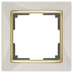 Рамка 1-местная Werkel W0011932 слоновая кость, вставка золото (WL03-Frame-01-ivory-GD)