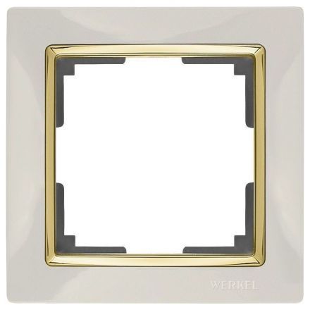 Рамка 1-местная Werkel W0011932 слоновая кость, вставка золото (WL03-Frame-01-ivory-GD)