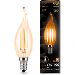 Лампа Gauss 104801005 LED Filament Candle tailed E14 5W 2700K Golden