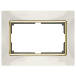 Рамка для двойной розетки Werkel W0081932 слоновая кость, вставка золото (WL03-Frame-01-DBL-ivory-GD)