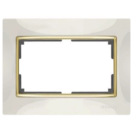 Рамка для двойной розетки Werkel W0081932 слоновая кость, вставка золото (WL03-Frame-01-DBL-ivory-GD)