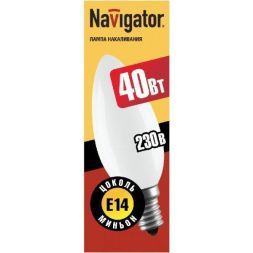 Лампа Navigator B35 E14 40W свеча NI-B-40-230-E14-FR матовая