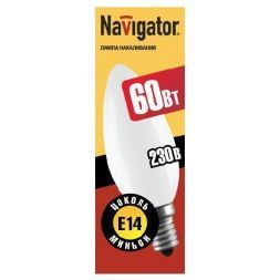 Лампа Navigator B35 E14 60W свеча NI-B-60-230-E14-FR матовая