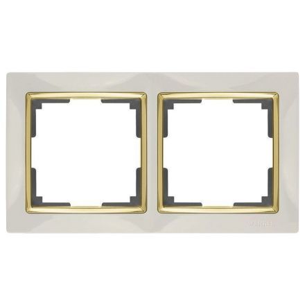 Рамка 2-местная Werkel W0021932 слоновая кость, вставка золото (WL03-Frame-02-ivory-GD)